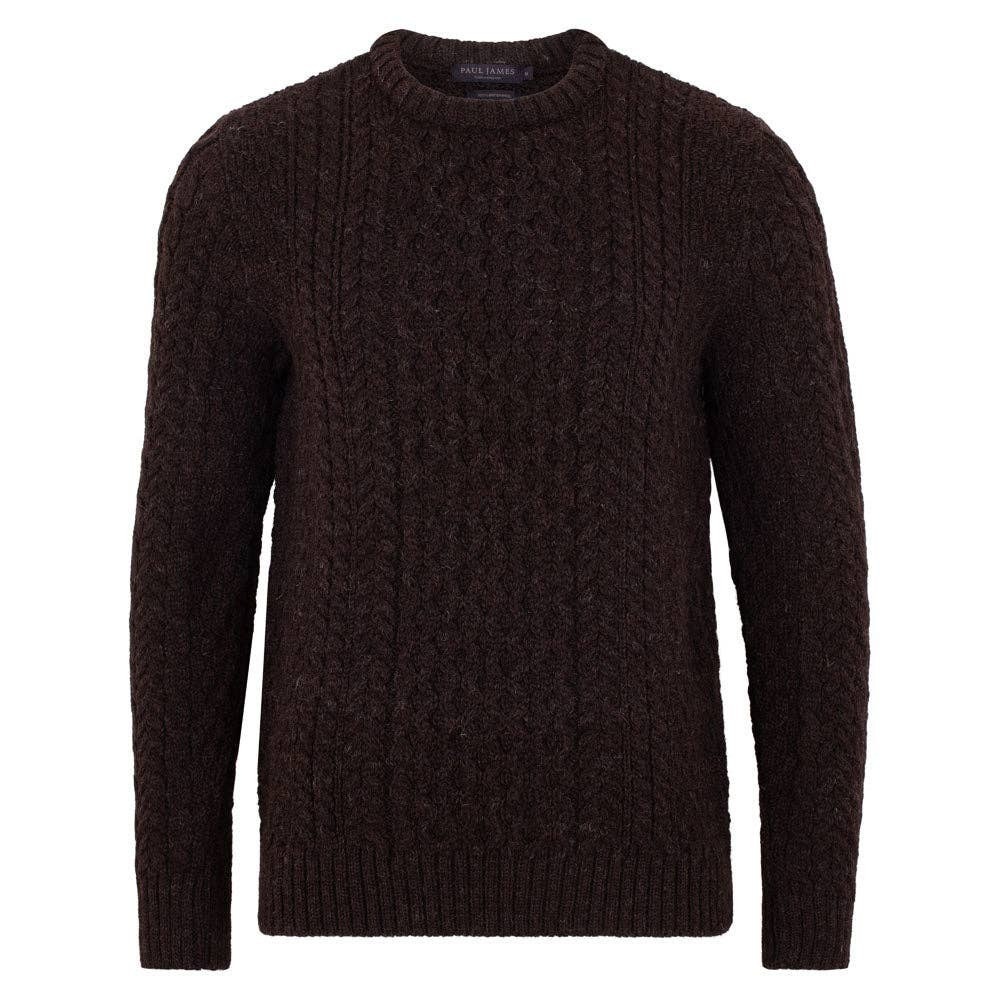 Paul James Brown British Wool Cable Sweater/3805